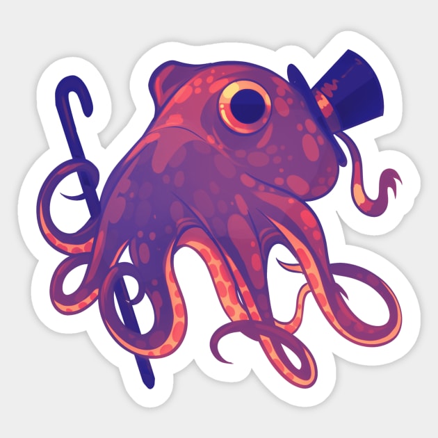 Sunset Octopus Gentleman Sticker by Claire Lin